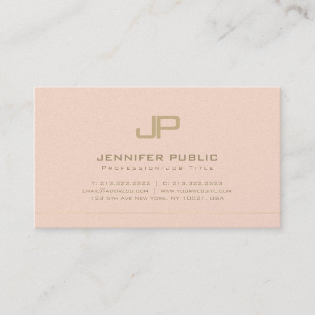 Monogrammed Design Trendy Glamorous Plain Luxury Business Card (Front)