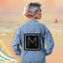 Monogrammed Diamante Effect Trendy Cool Women&#39;s  Denim Jacket