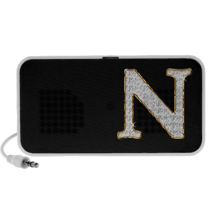 Monogrammed Diamonds and Gold Letter N PC Speakers