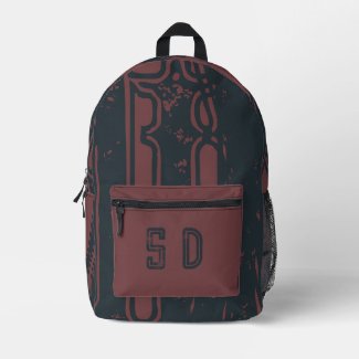 Monogrammed Distressed Cool Cadet Blue Deep Coffee