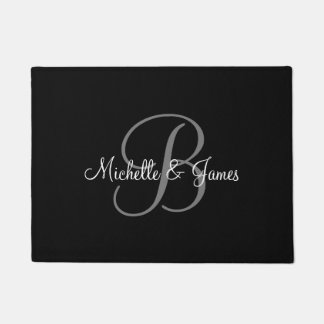 Monogrammed door mat with personalized name