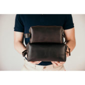 Monogrammed Dopp Kit Leather Toiletry Bag (Front)