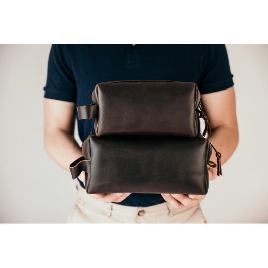 Monogrammed Dopp Kit Leather Toiletry Bag (Front)