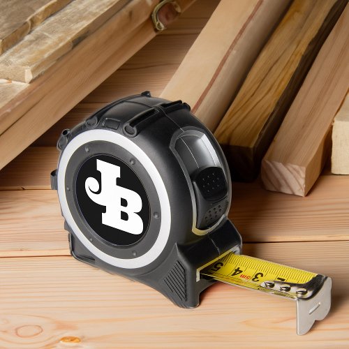 Monogrammed Double Bold Initials Black and White Tape Measure