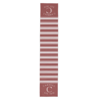 Monogrammed Double Striped | Cranberry Medium Table Runner