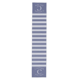 Monogrammed Double Striped | Navy Blue  Medium Table Runner