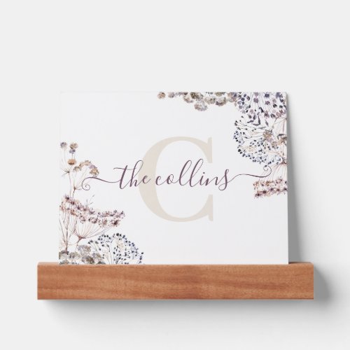Monogrammed Dried Floral Picture Ledge