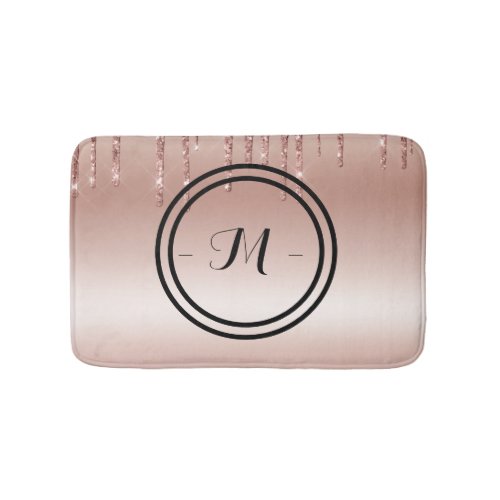 Monogrammed Dripping Glitter Pink Bathmat