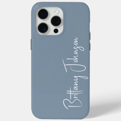 Monogrammed Dusty Blue iPhone 15 Pro Max Case