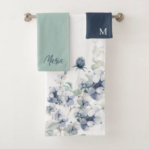 Monogrammed Dusty Blue Towel Set