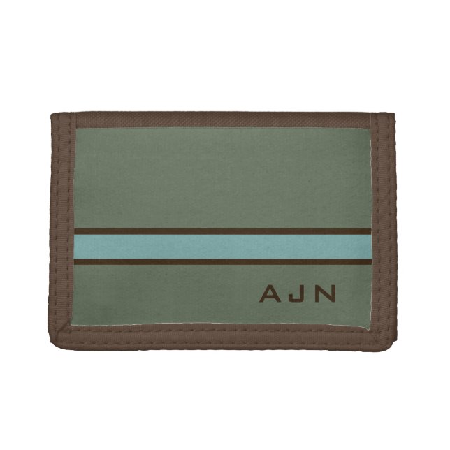 Monogrammed Dusty Green Wallet (Front)