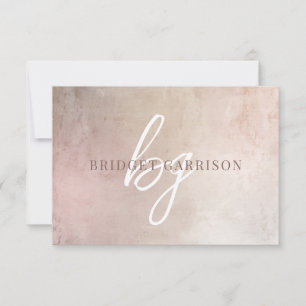 Monogrammed Dusty Pinky Brush Painted Note Card