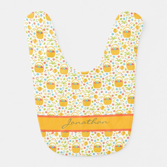 Monogrammed Easter Eggs in Basket Baby Bib (Front)