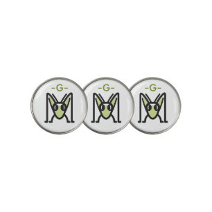 Monogrammed Edgy Grasshopper  Icon Face Front View Golf Ball Marker