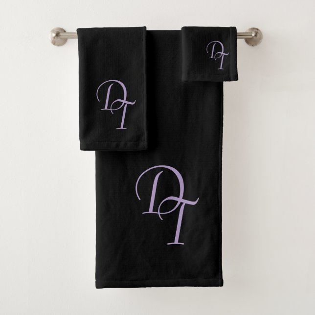 Monogrammed  eggplant color bath towel set (Insitu)