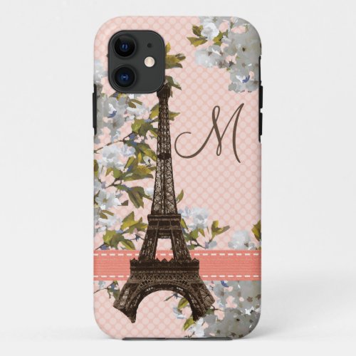 Monogrammed Eiffel Tower iPhone 11 Case