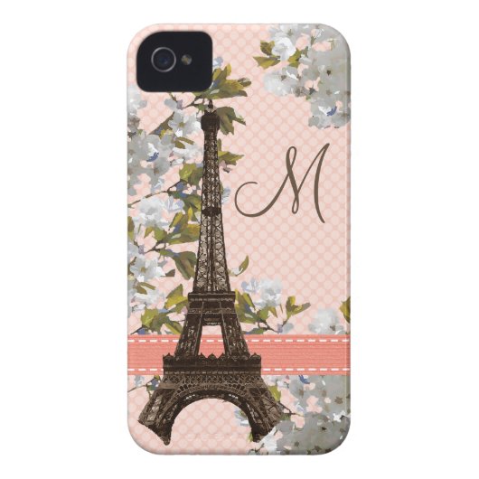 Monogrammed Eiffel Tower iPhone 4 Case Mate Barely (Back)