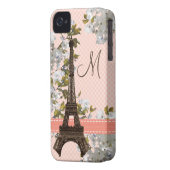 Monogrammed Eiffel Tower iPhone 4 Case Mate Barely (Back Left)