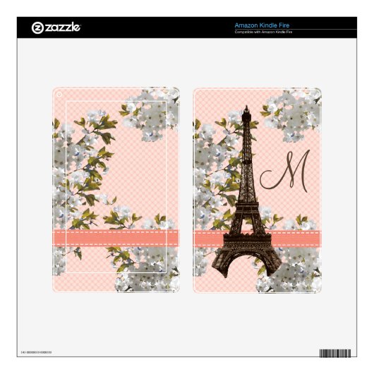 Monogrammed Eiffel Tower Kindle Fire Skin (Product)