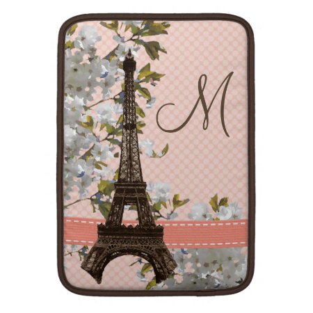 Monogrammed Eiffel Tower Macbook Air Sleeve 13/11