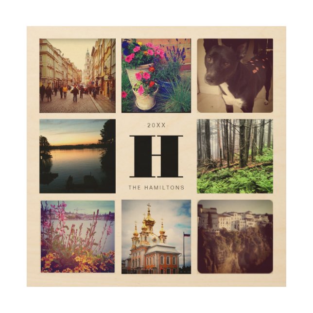 Monogrammed Eight Photo Instagram Collage Art (Front)