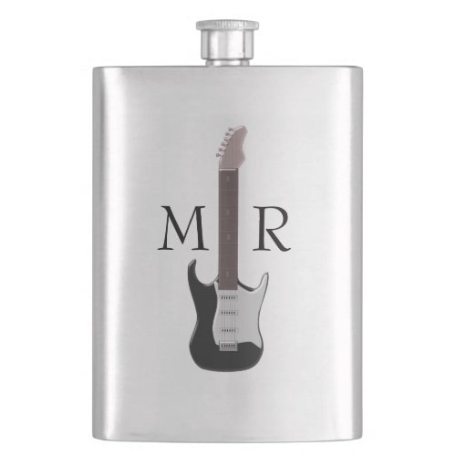 Monogrammed Electric Guitar Hip Flask