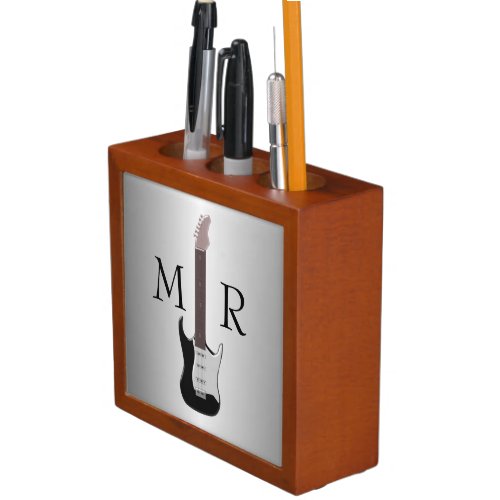 Monogrammed Electric Guitar PencilPen Holder