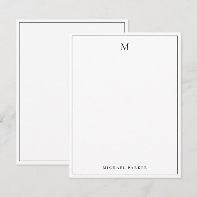 Monogrammed Elegant Black and white Professional  Thank You Card (Front/Back)