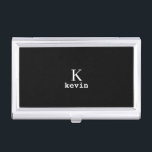Monogrammed elegant black name personalized business card case<br><div class="desc">Men monogram and name create your own business card case template in simple black and white. You can change background and text colors by selecting customize option.          It can be a special gift for a boyfriend,  husband,  son,  dad,  groom,  best man for a birthday,  wedding,  Christmas,  or graduation.</div>