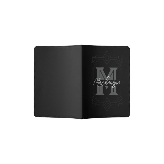 Monogrammed Elegant Bold Initial Passport Holder (Opened)