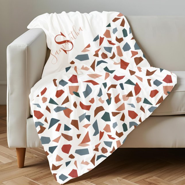 Monogrammed Elegant Brown Pattern Fleece Blanket (Monogrammed Elegant Brown Pattern Fleece Blanket)