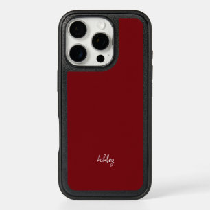 Monogrammed Elegant Cherry Red iPhone 16 Pro Case