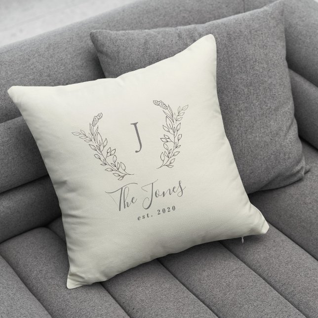Monogrammed elegant chic family name throw pillow (Creator Uploaded)