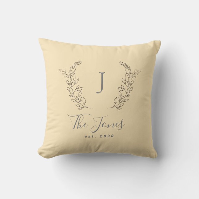 Monogrammed elegant chic family name throw pillow (Front)