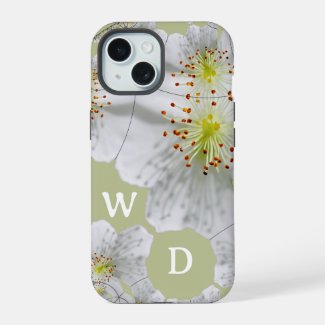 Monogrammed Elegant Cute Floral Art Yellow Brown