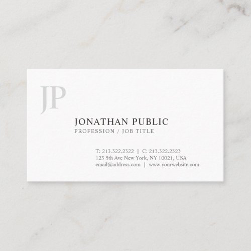 Monogrammed Elegant Design Simple Trendy Business Card