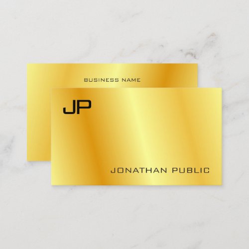 Monogrammed Elegant Faux Gold Corporate Modern Bus Business Card