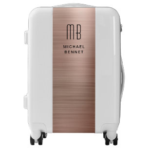 Monogrammed Elegant Faux Rose Gold Metallic Luggage