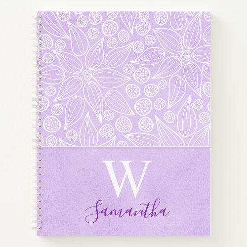 Monogrammed Elegant Floral Lavender Purple Girly Notebook