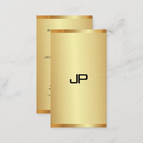 Monogrammed Elegant Gold Look Modern Vertical Business Card