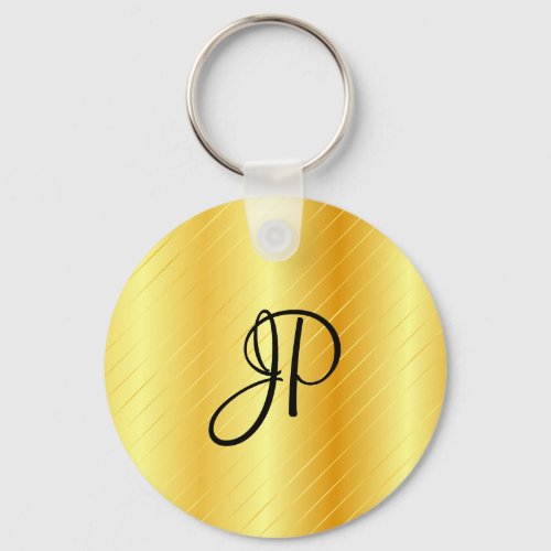 Monogrammed Elegant Gold Look Template Modern Keychain