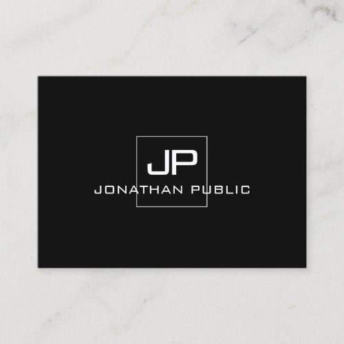 Monogrammed Elegant Modern Black White Template Business Card