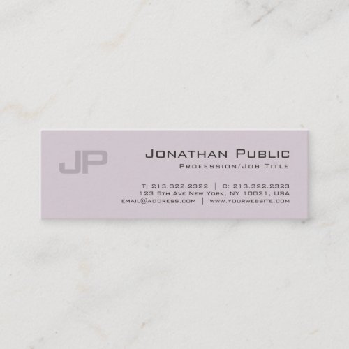 Monogrammed Elegant Modern Design Salon Plain Mini Business Card