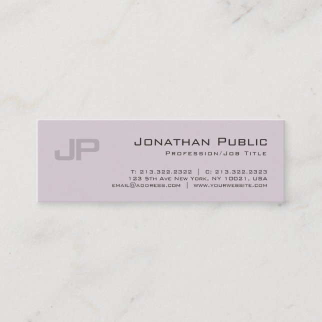 Monogrammed Elegant Modern Design Salon Plain Mini Business Card (Front)