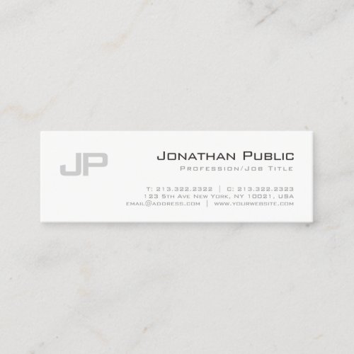 Monogrammed Elegant Modern Design Simple Plain Mini Business Card