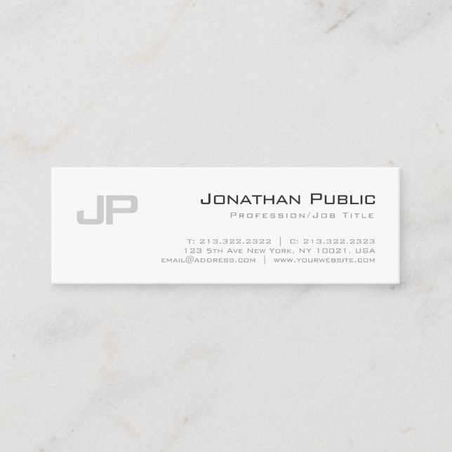 Monogrammed Elegant Modern Design Simple Plain Mini Business Card (Front)