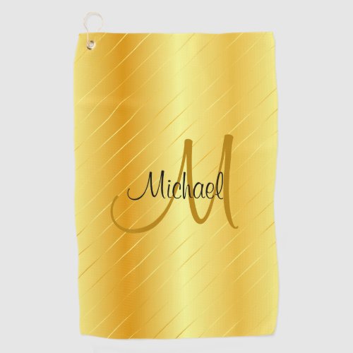 Monogrammed Elegant Modern Faux Gold Template Golf Towel