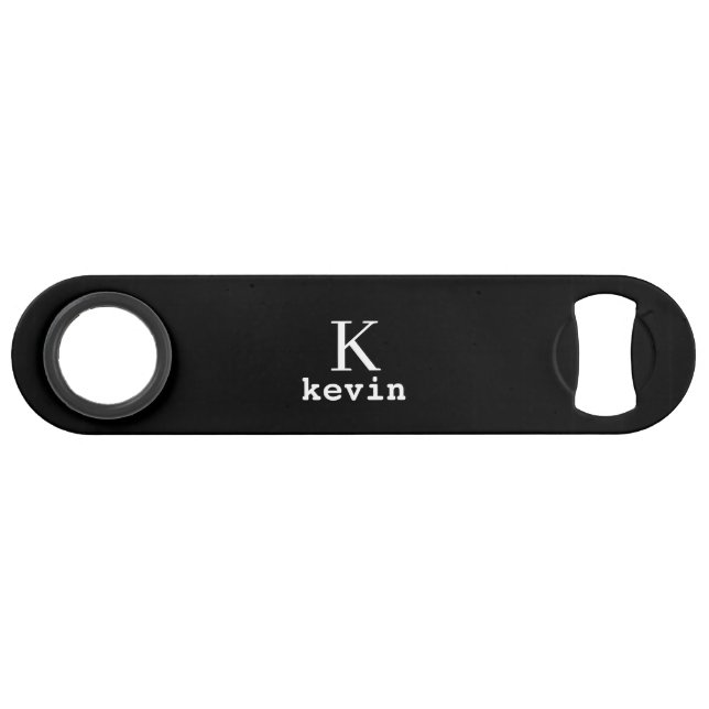 Monogrammed elegant modern masculine name black bar key (Front (Horizontal))