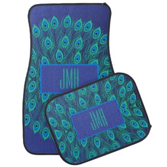 Monogrammed Elegant Modern Peacock Blue Teal 