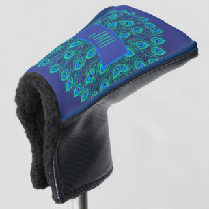 Monogrammed Elegant Modern Peacock Blue Teal  Golf Golf Head Cover
